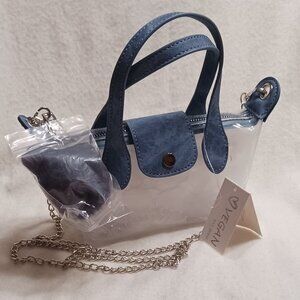 Brand New With Tags Vegan EST 2005 Clear Small Bag With Silver Chain